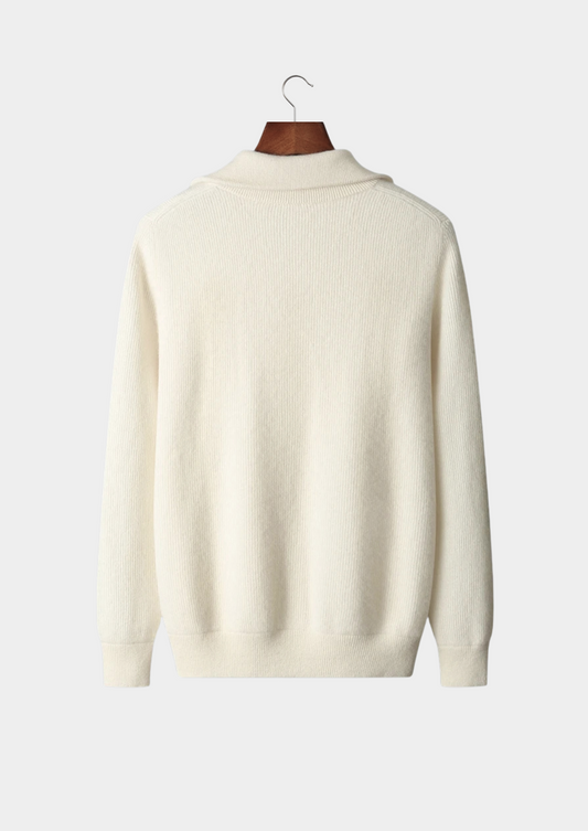 Pure Extra-Fine Merino Wool Ribbed Zipper Cardigan | Castielli