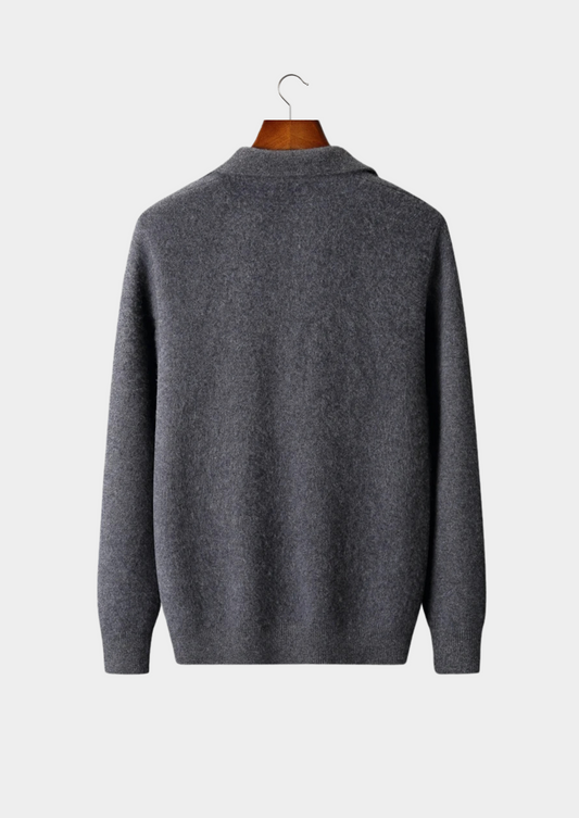 Premium Cashmere Zip Polo Cardigan | Castielli
