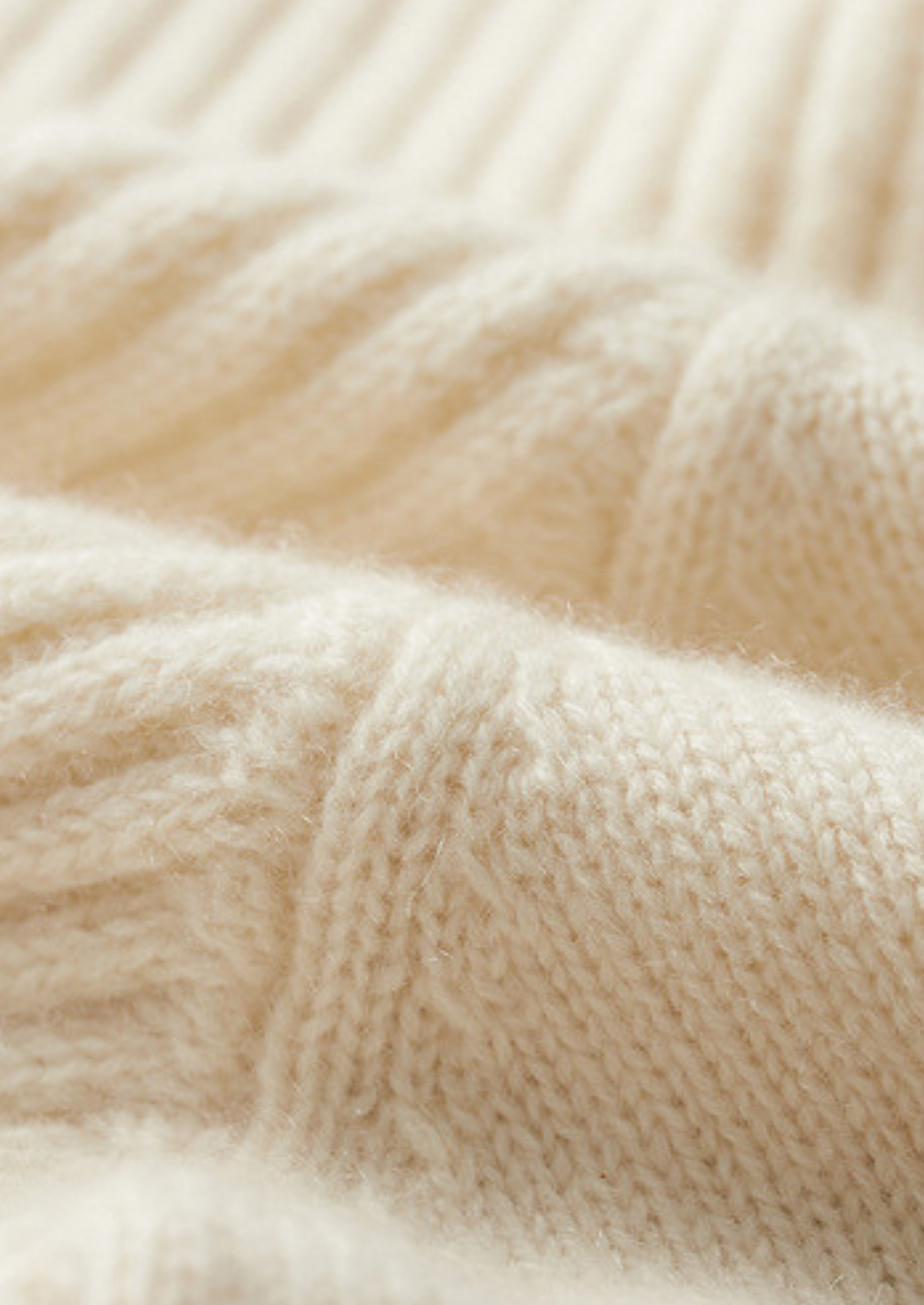 Pure Cashmere Ivory Patterned Mockneck | Castielli