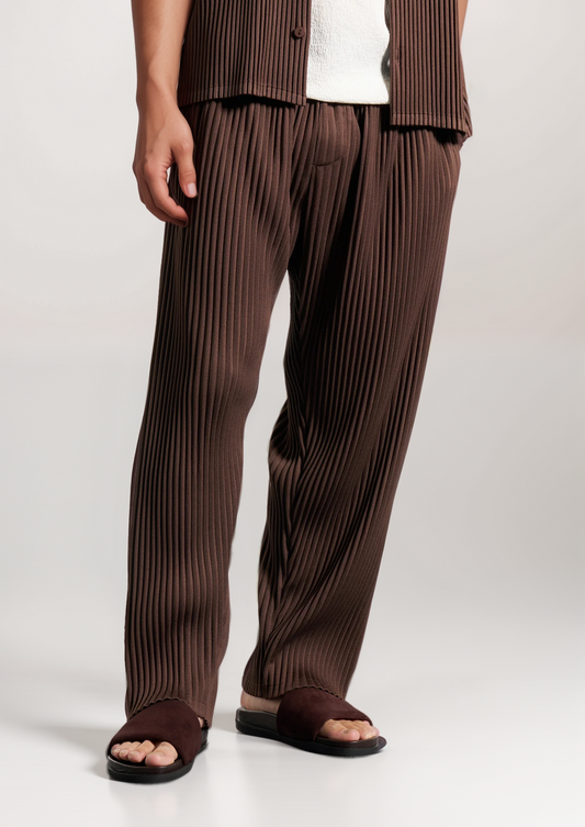Coffee Pleated Summer Set | Castielli