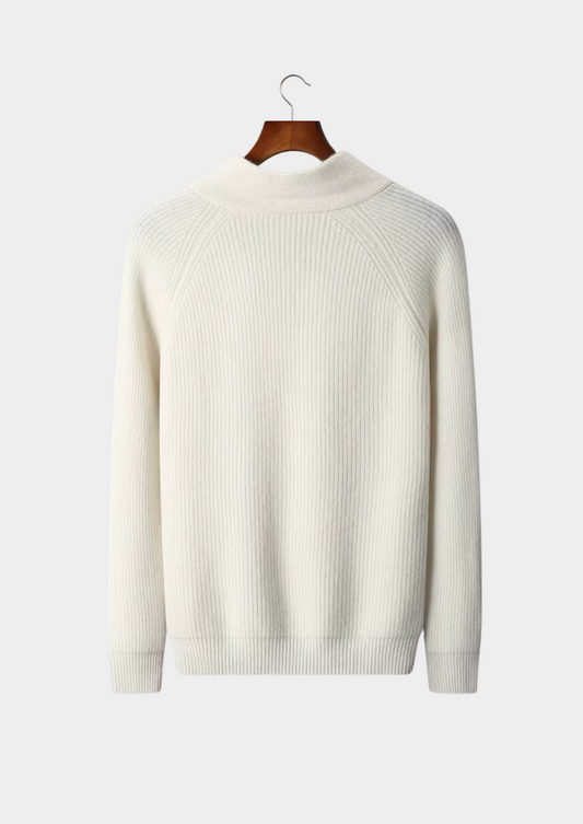 Premium Cashmere Ribbed V-Neck Sweater | Castielli