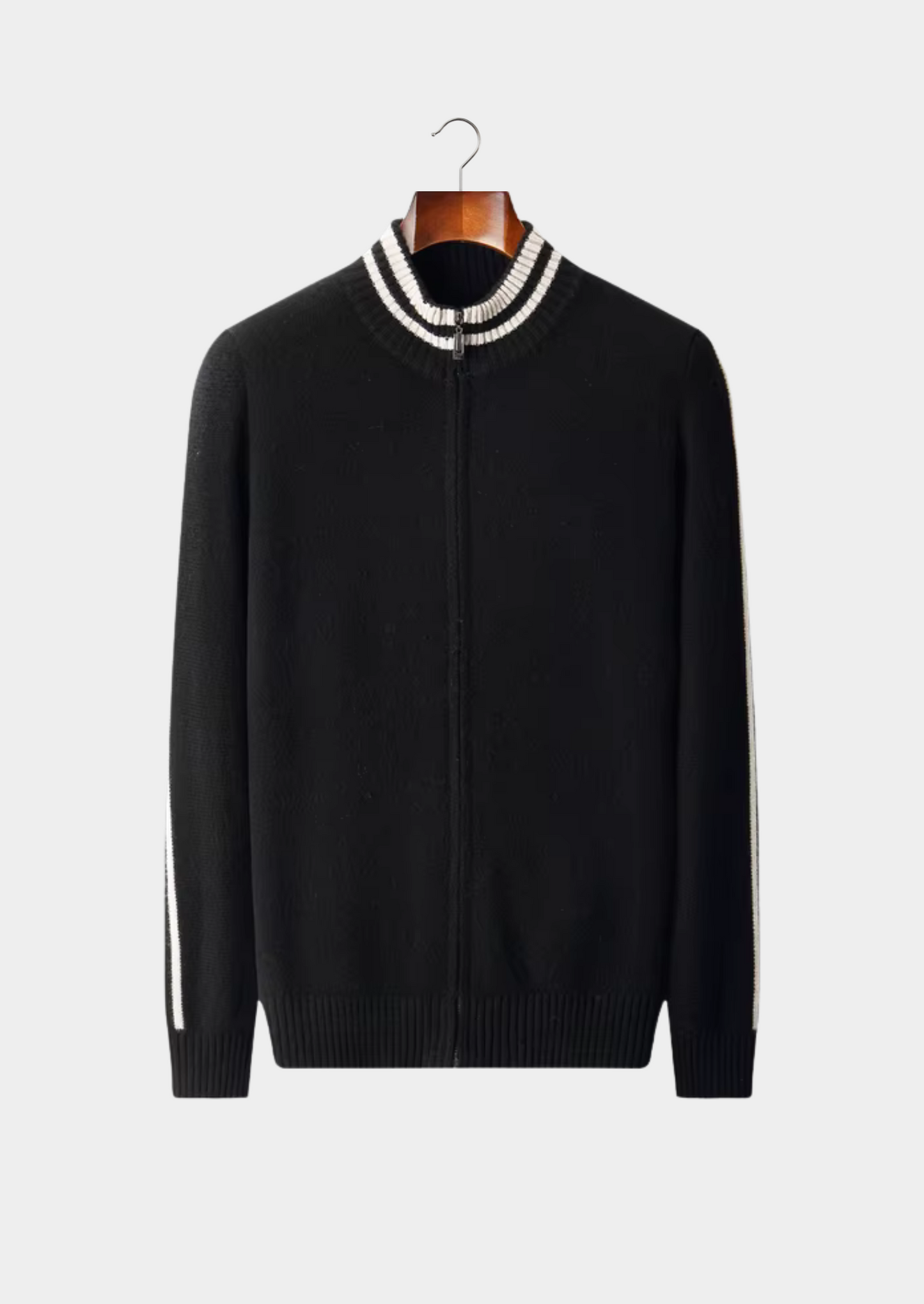 Pure Extra-Fine Merino Wool Two Tone Zip Cardigan | Castielli