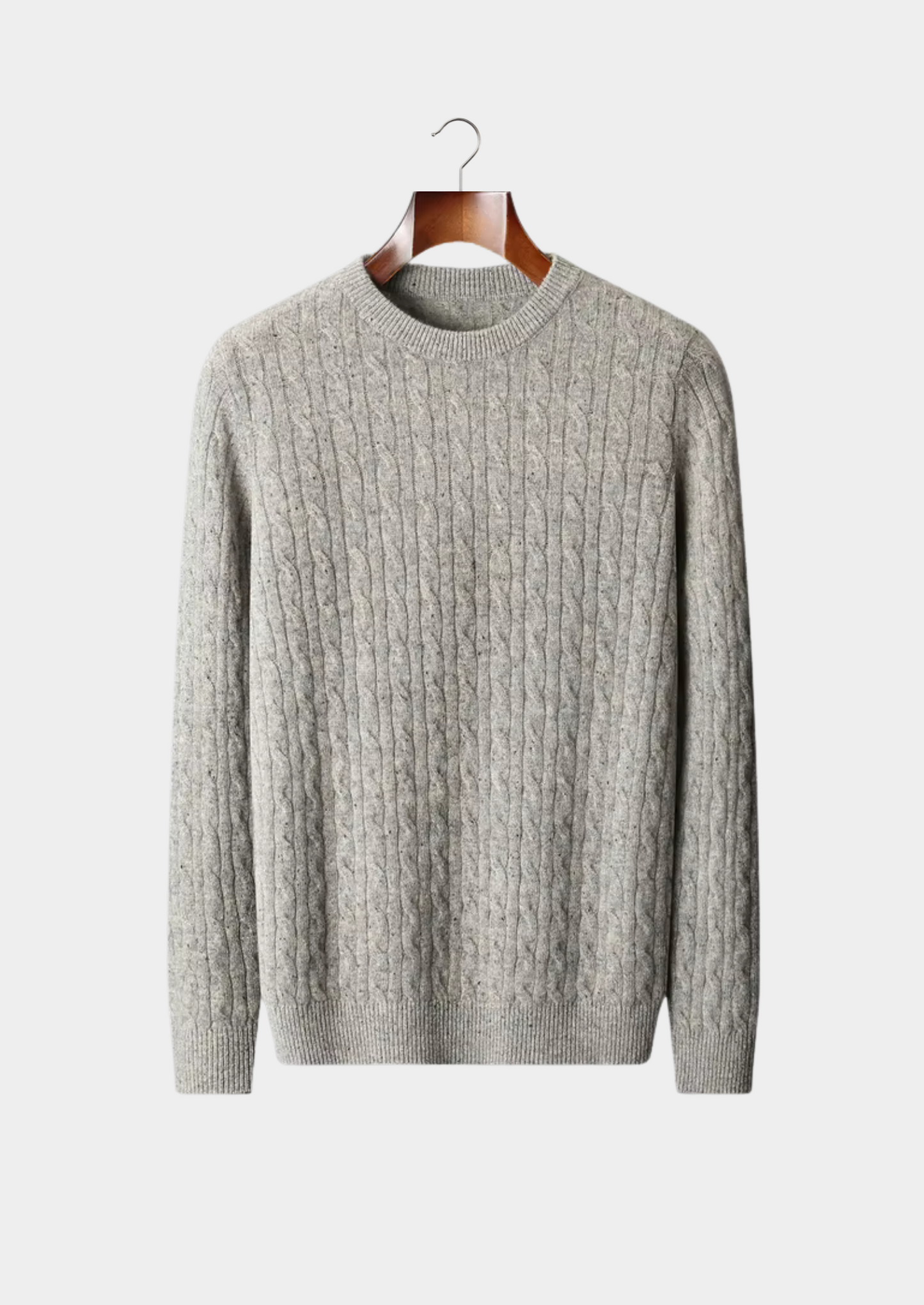 Pure Extra-Fine Merino Wool Nepped Cable Crewneck | Castielli