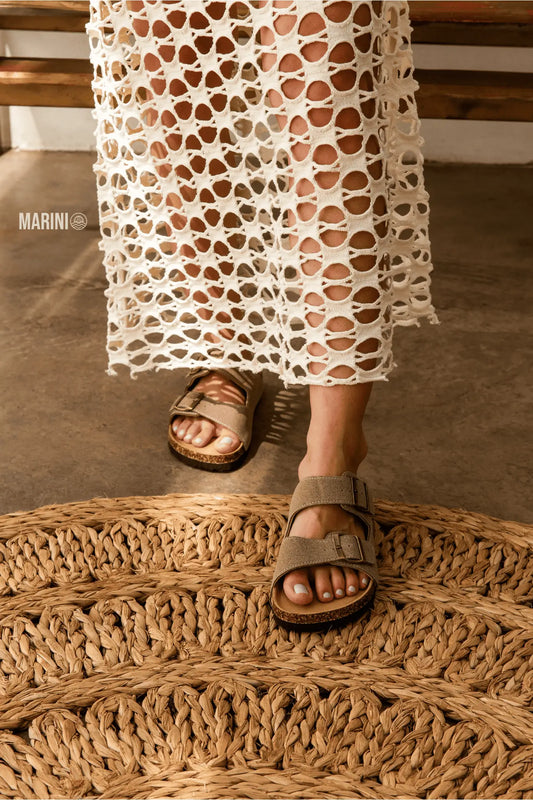 Maibulun Suede Arizona Sandals - Sand | Castielli