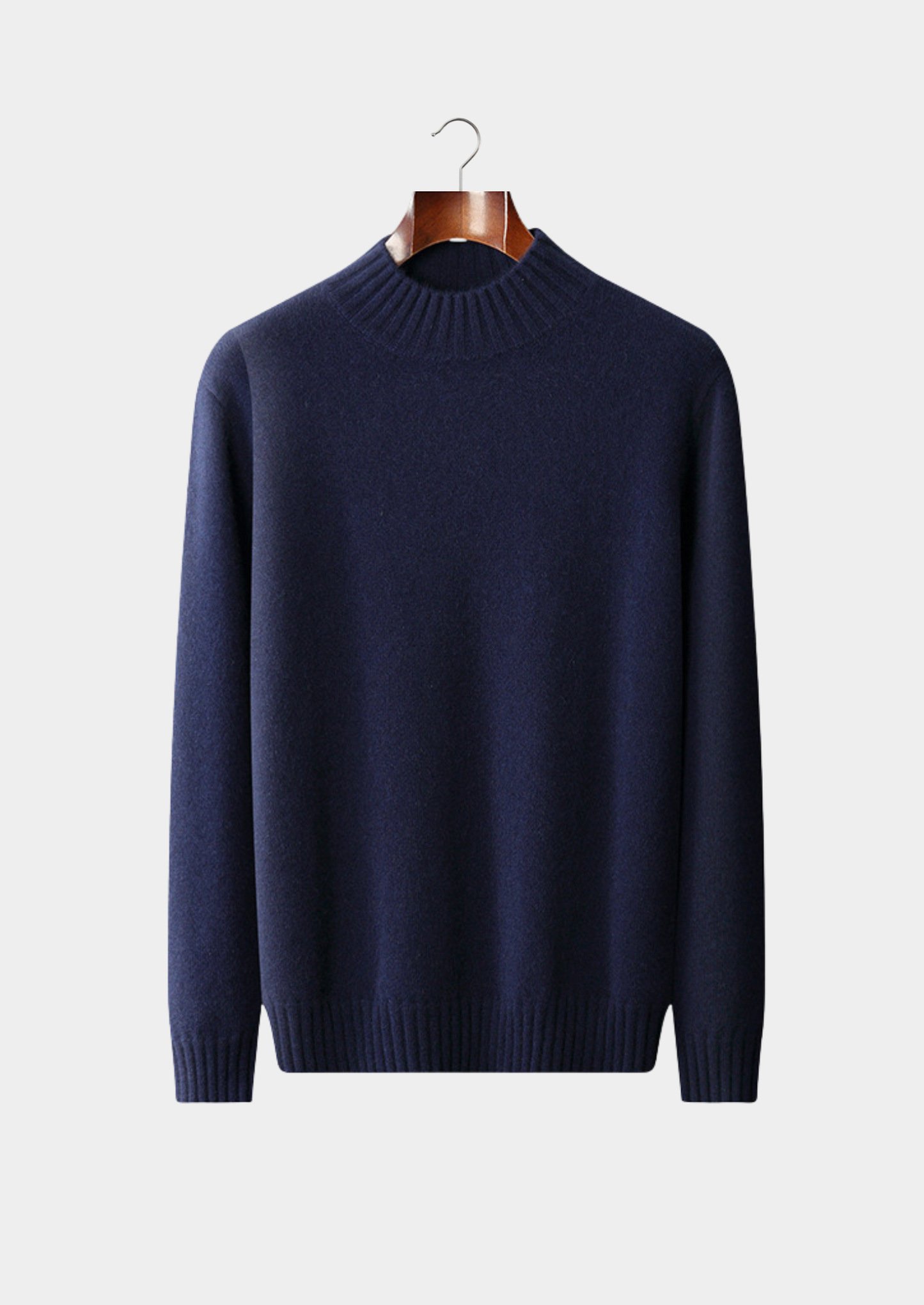 Pure Cashmere Navy Blue Mockneck Sweater | Castielli