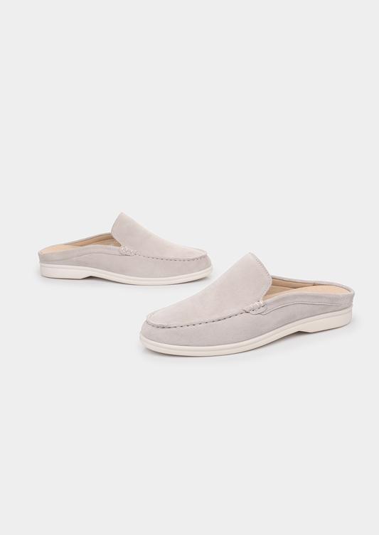Light Gray Marina Suede Slipper | Castielli
