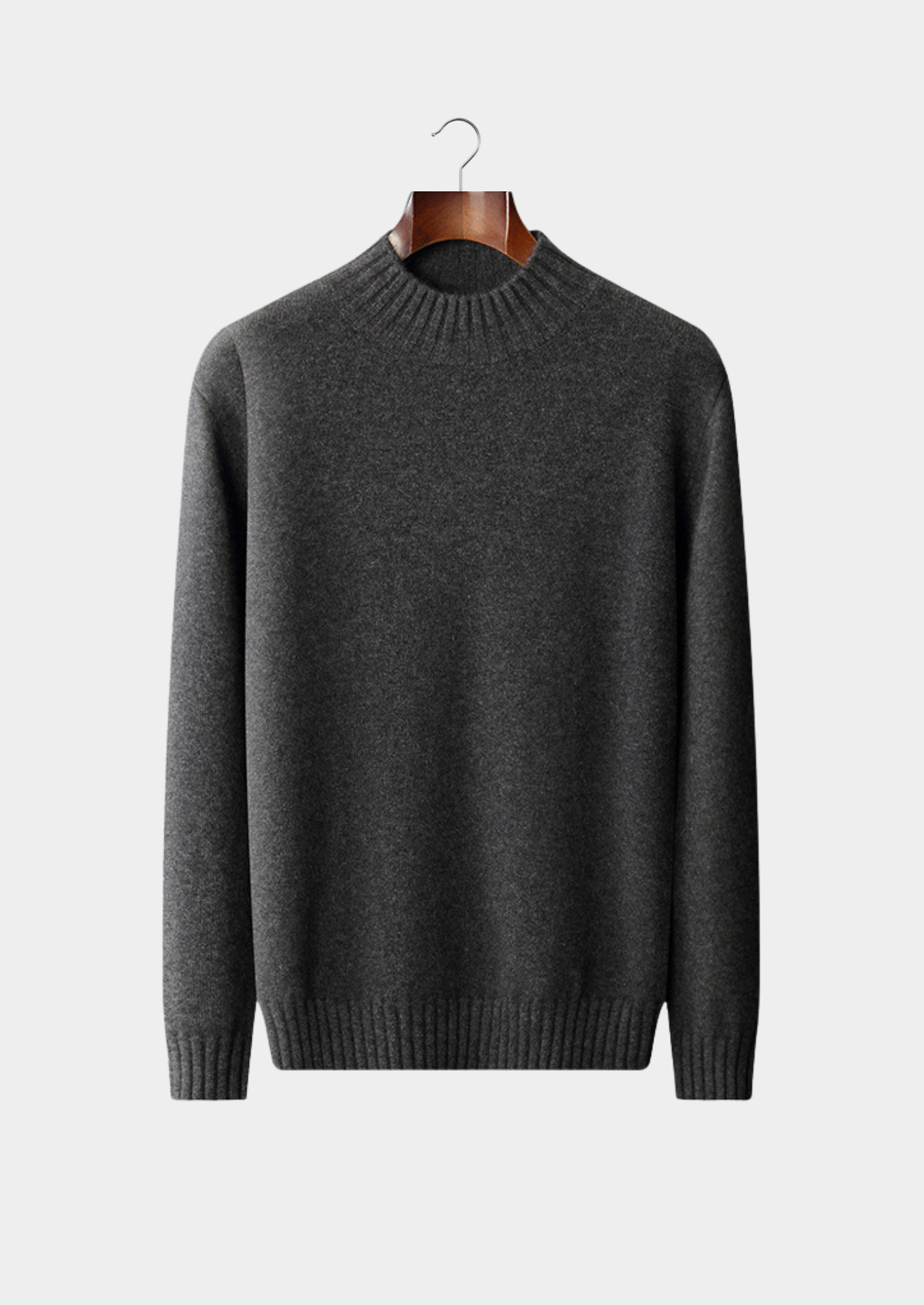 Pure Cashmere Dark Gray Mockneck Sweater | Castielli