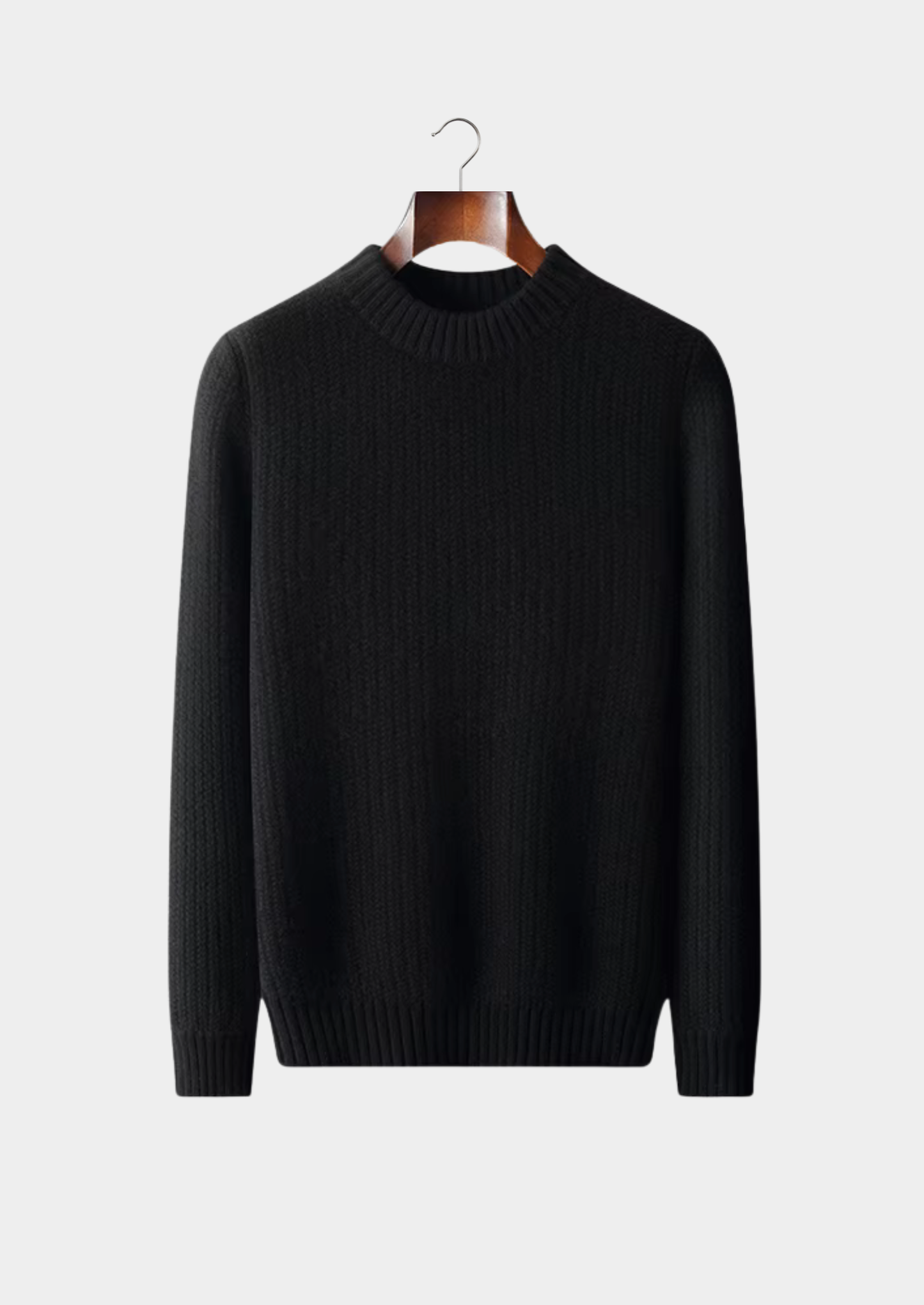 Pure Cashmere Black Heavyweight Crewneck | Castielli