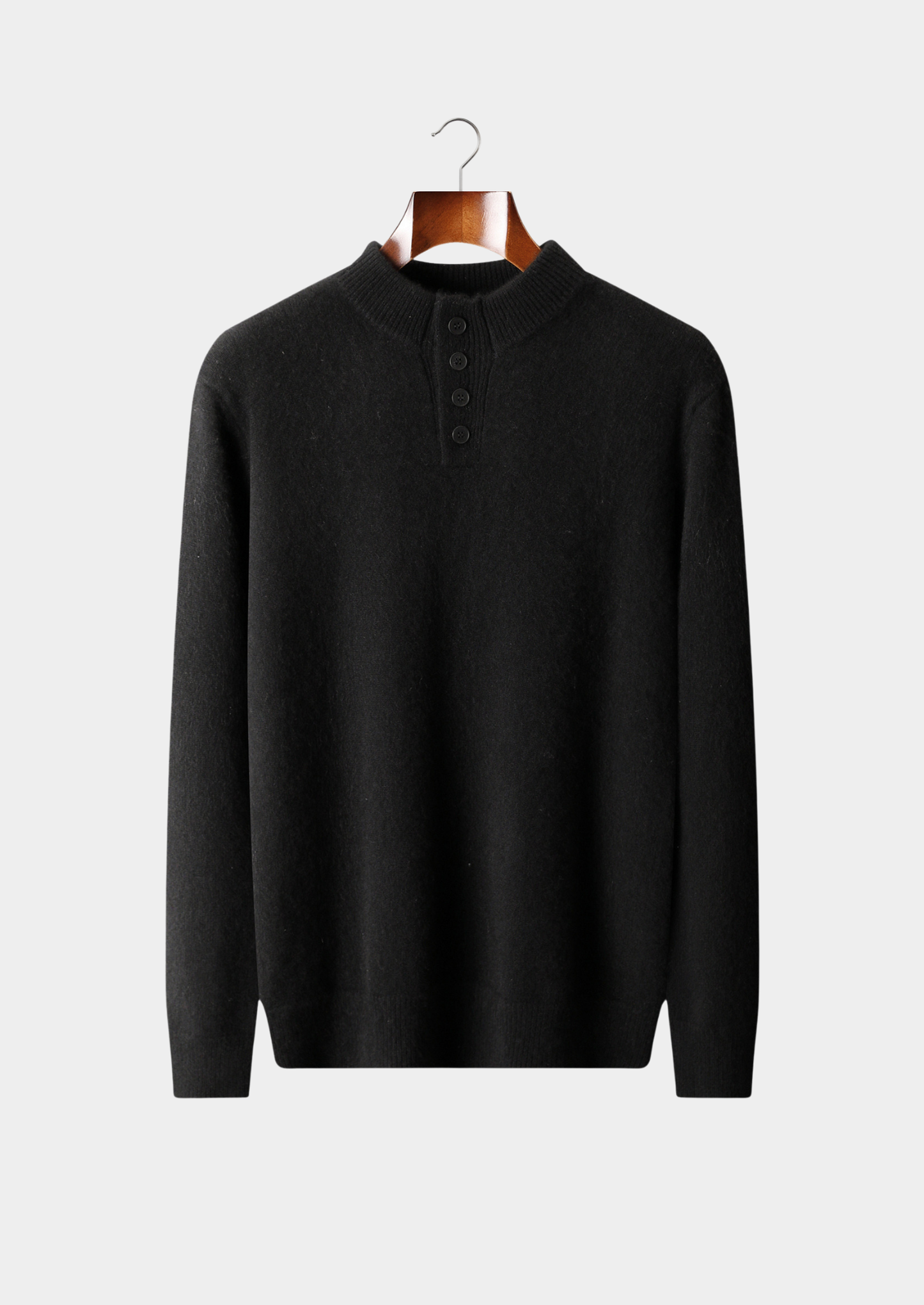 Pure Cashmere Black Button Sweater | Castielli