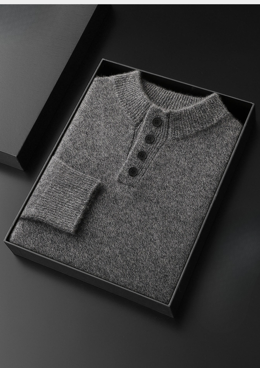 Pure Cashmere Light Gray Button Sweater | Castielli