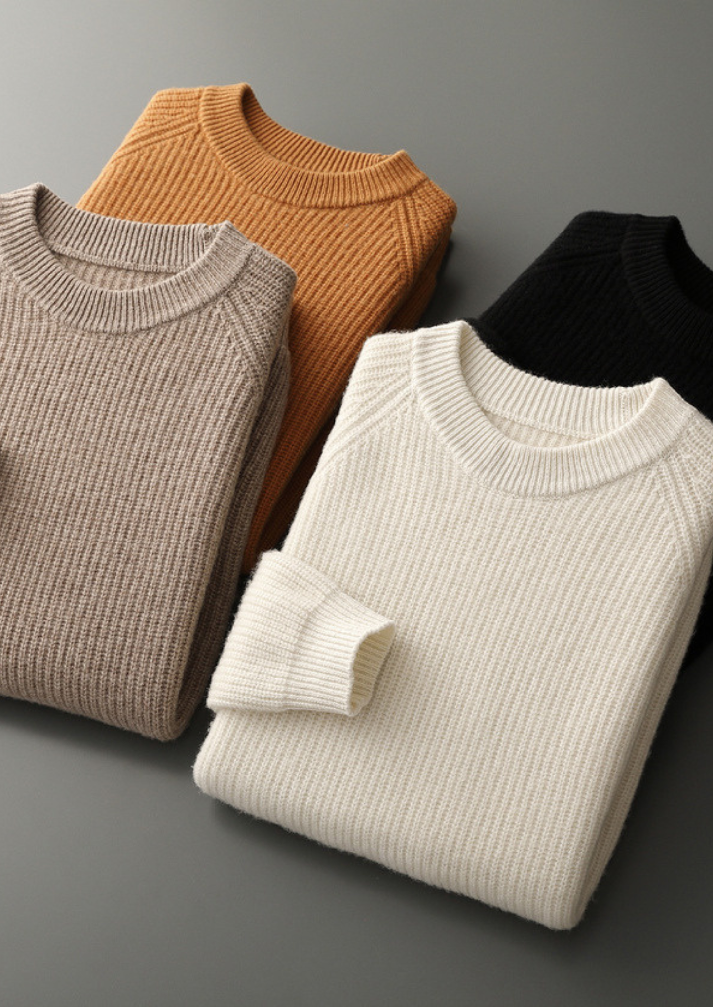 Pure Extra-Fine Merino Wool Ribbed Raglan Crewneck | Castielli