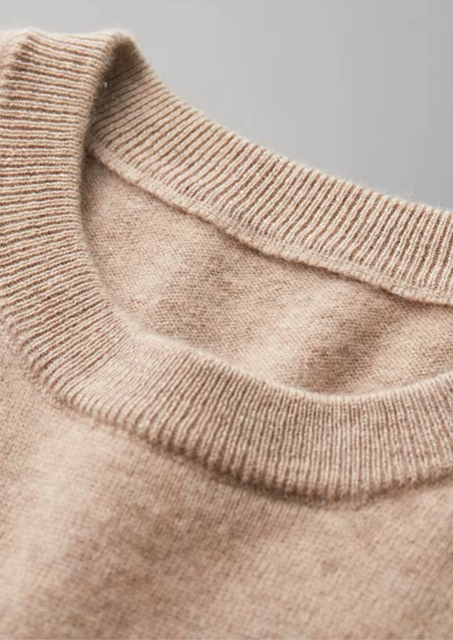 Premium Cashmere Classic Crewneck T-Shirt - Light Beige | Castielli