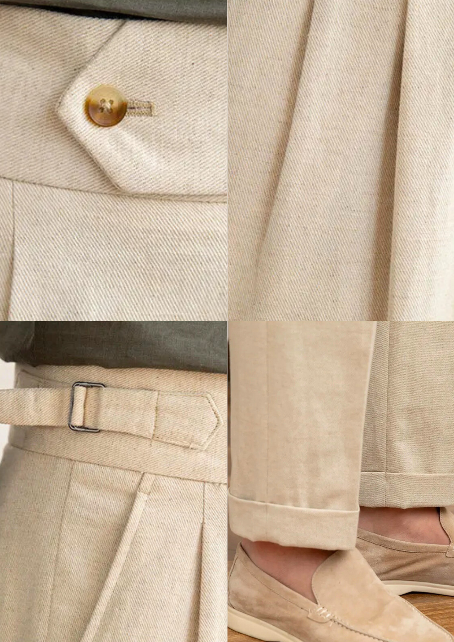 Napoli Pleated Coastal Trousers - Sand | Castielli