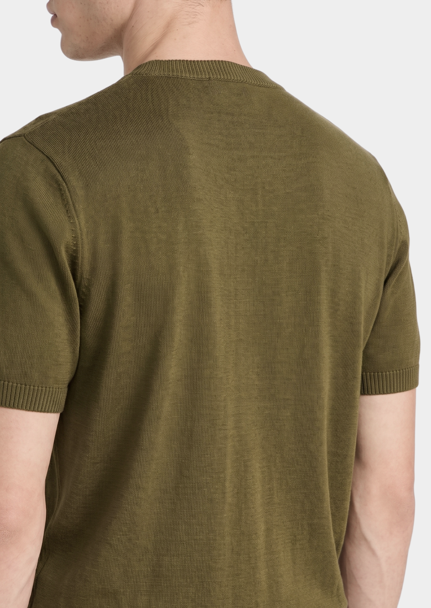 Essential Olive Knitted Crewneck T-Shirt | Castielli