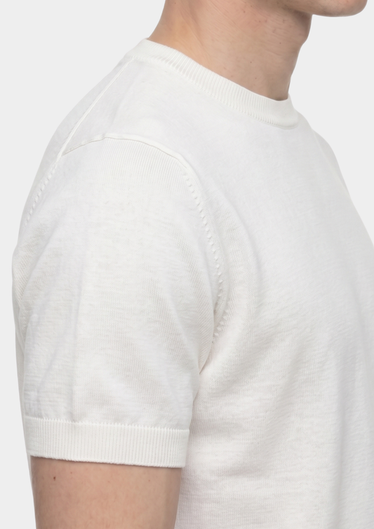 Essential White Knitted Crewneck T-Shirt | Castielli