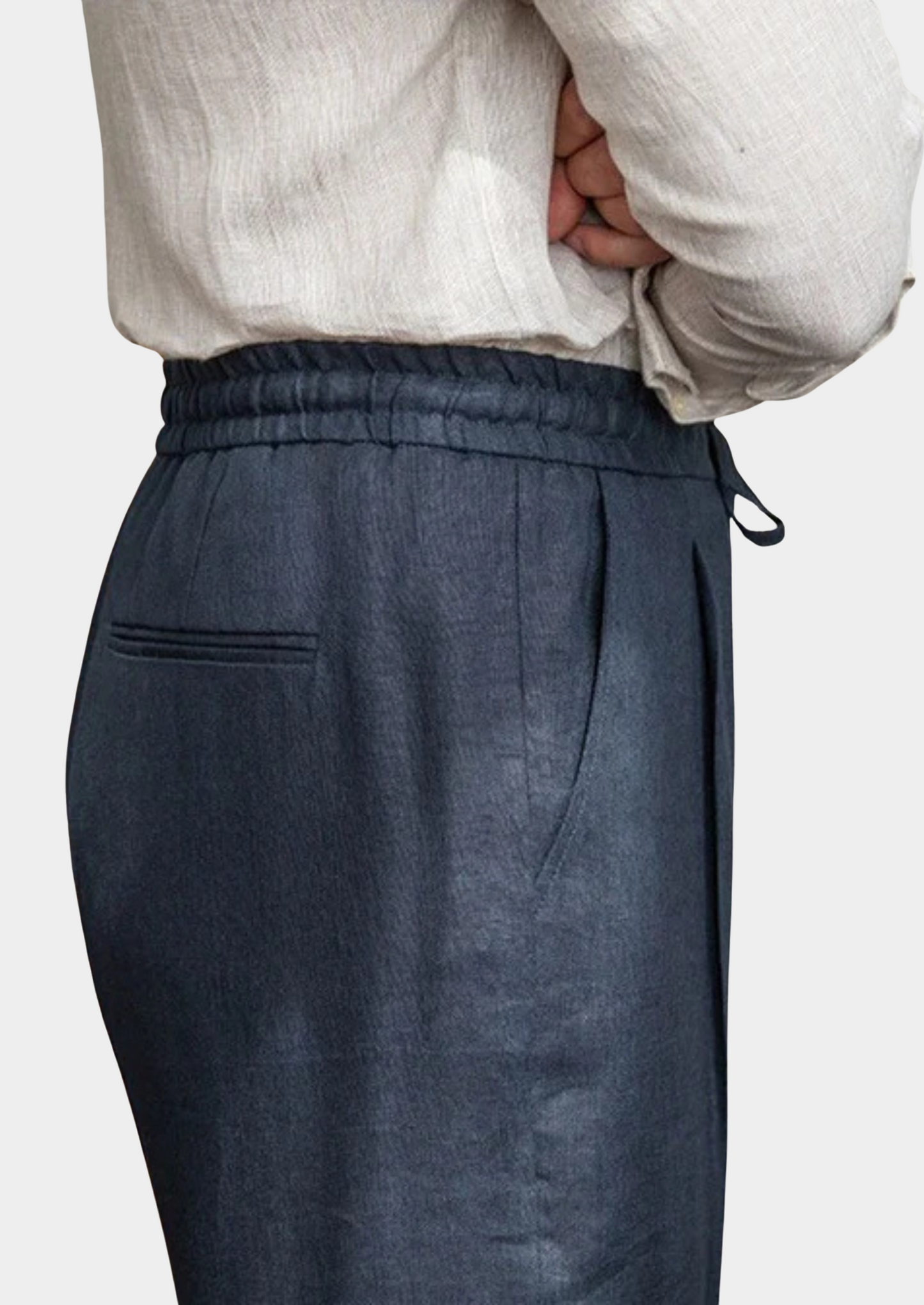 Drawstring Coastal Trousers - Navy Blue | Castielli
