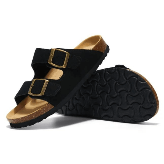Maibulun Suede Arizona Sandals - Black | Castielli