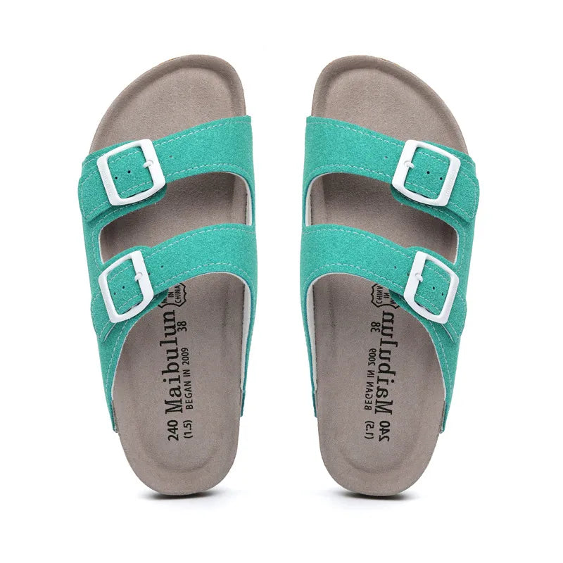 Maibulun Suede Arizona Sandals - Aqua | Castielli