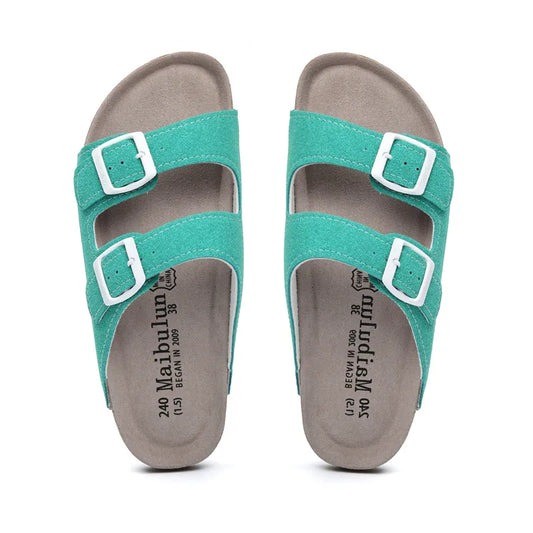 Maibulun Suede Arizona Sandals - Aqua | Castielli