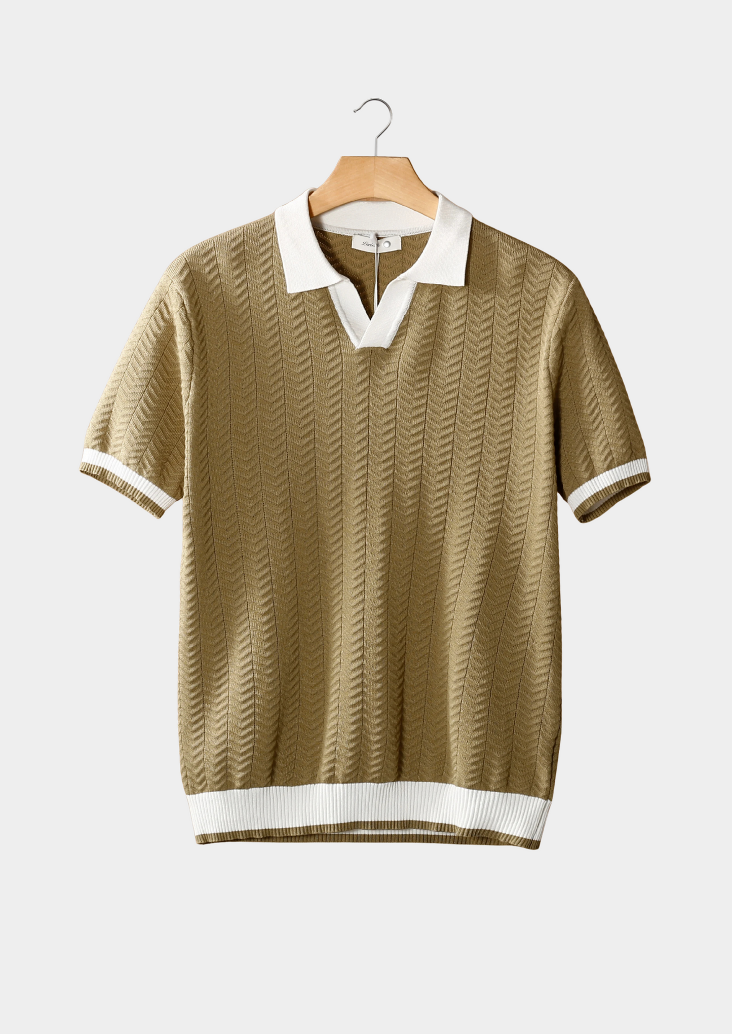 Almond Contrast Textured Polo | Castielli