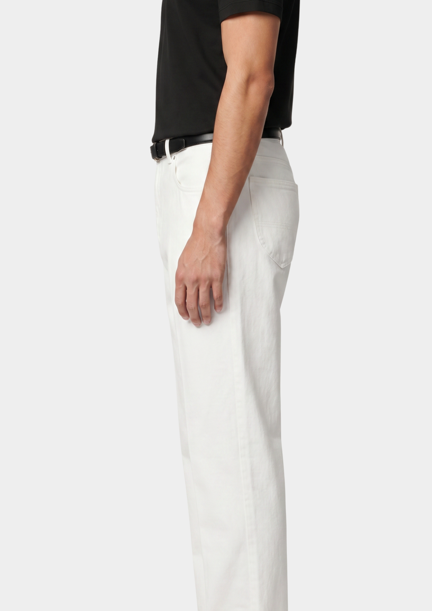Essential White Straight Leg Denim Trousers | Castielli