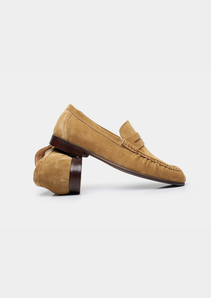 Caramel Classic Penny Suede Loafers | Castielli