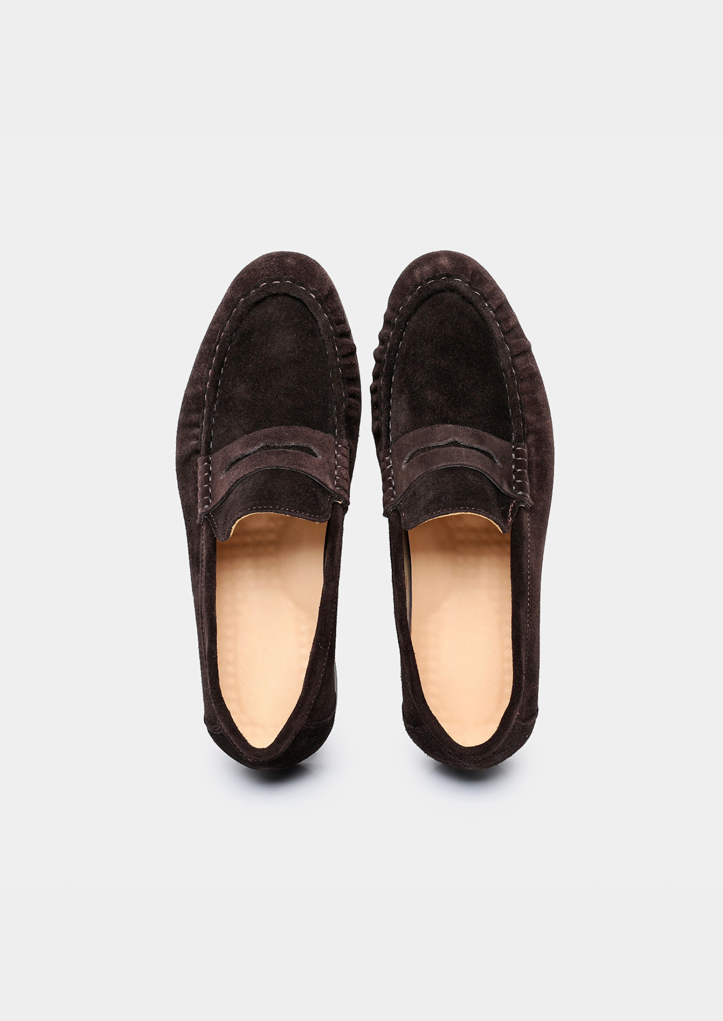 Coffee Classic Penny Suede Loafers | Castielli