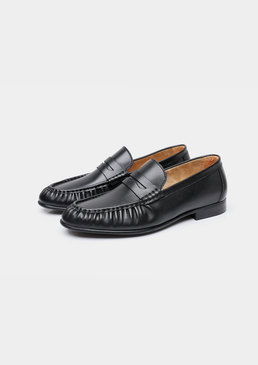 Black Classic Penny Leather Loafers | Castielli