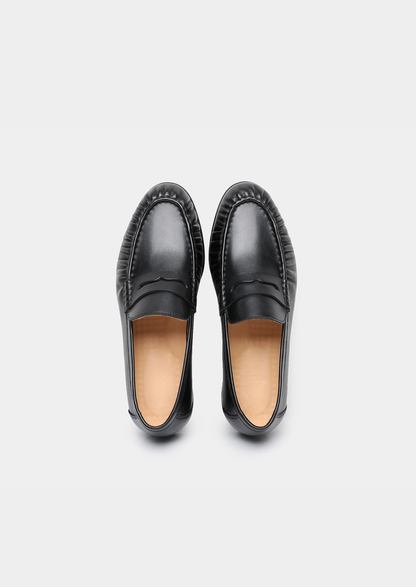 Black Classic Penny Leather Loafers | Castielli