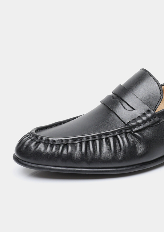 Black Classic Penny Leather Loafers | Castielli
