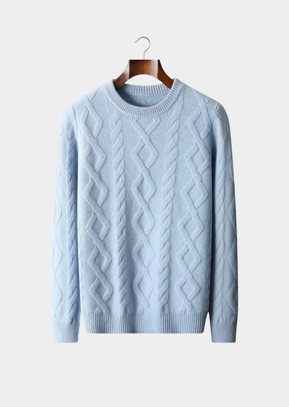 Pure Extra-Fine Merino Wool Wintertime Cable Crewneck | Castielli