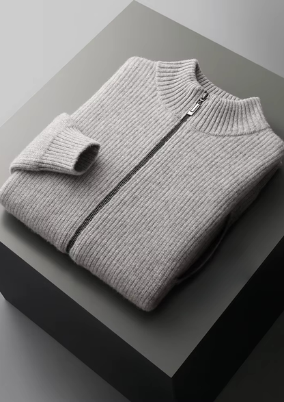 Pure Extra-Fine Merino Wool Ribbed Cardigan | Castielli