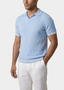 Pierre Light Blue Ribbed Buttonless Polo