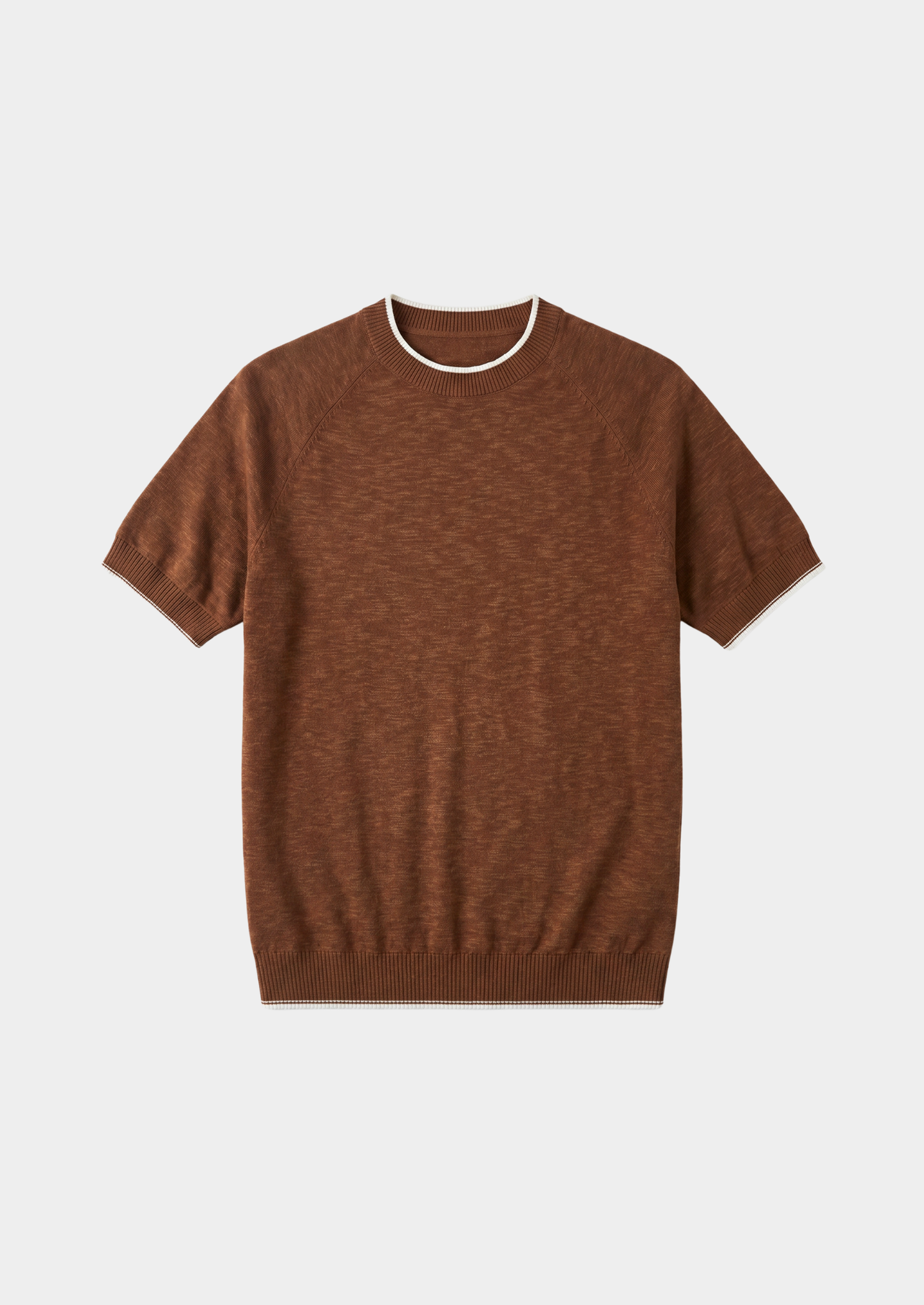 Capri Caramel Linen Contrast T-Shirt | Castielli