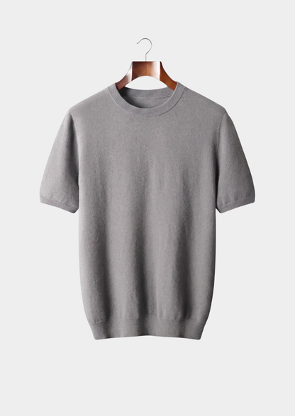 Premium Cashmere Classic Crewneck T-Shirt - Ashen Truffle | Castielli