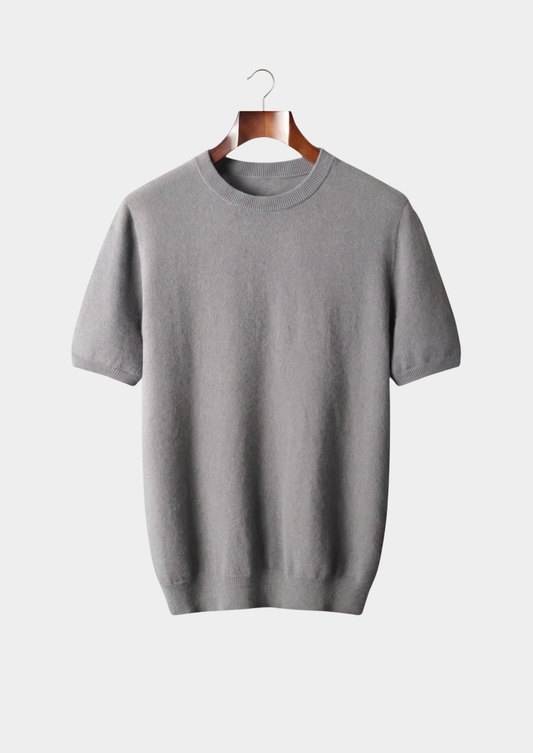 Premium Cashmere Classic Crewneck T-Shirt - Ashen Truffle | Castielli
