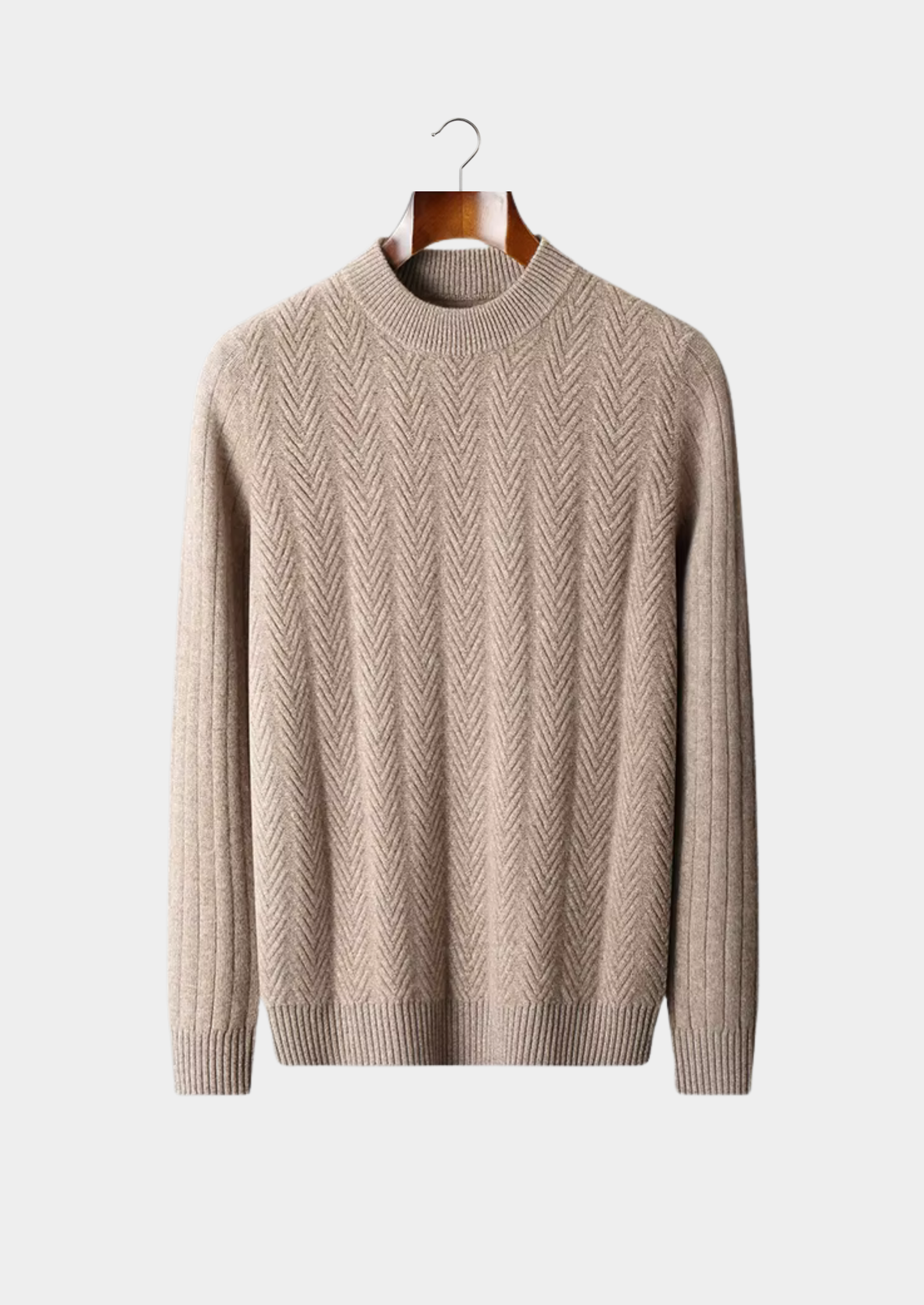Pure Extra-Fine Merino Wool Herringbone Crewneck | Castielli
