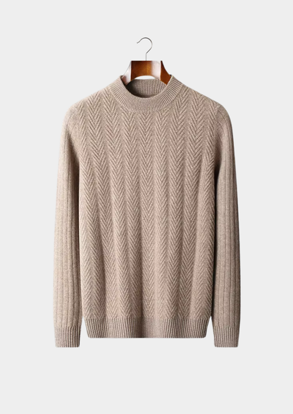 Pure Extra-Fine Merino Wool Herringbone Crewneck | Castielli