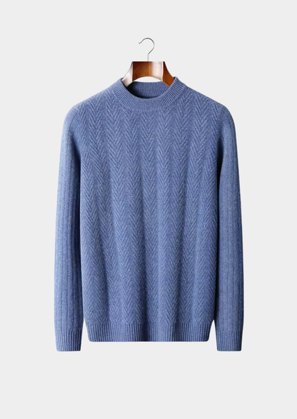 Pure Extra-Fine Merino Wool Herringbone Crewneck | Castielli