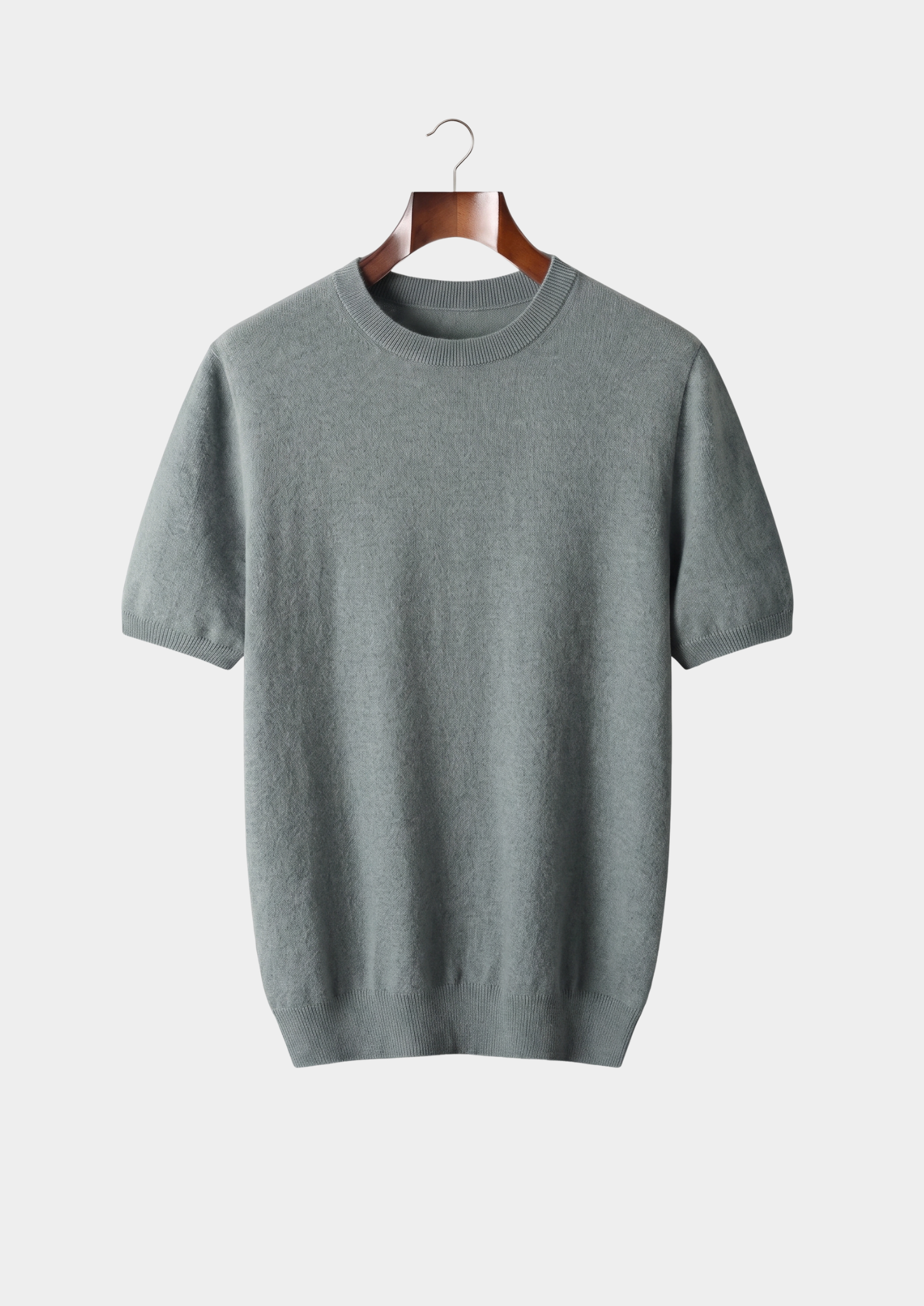 Premium Cashmere Classic Crewneck T-Shirt - Shadow Flint | Castielli