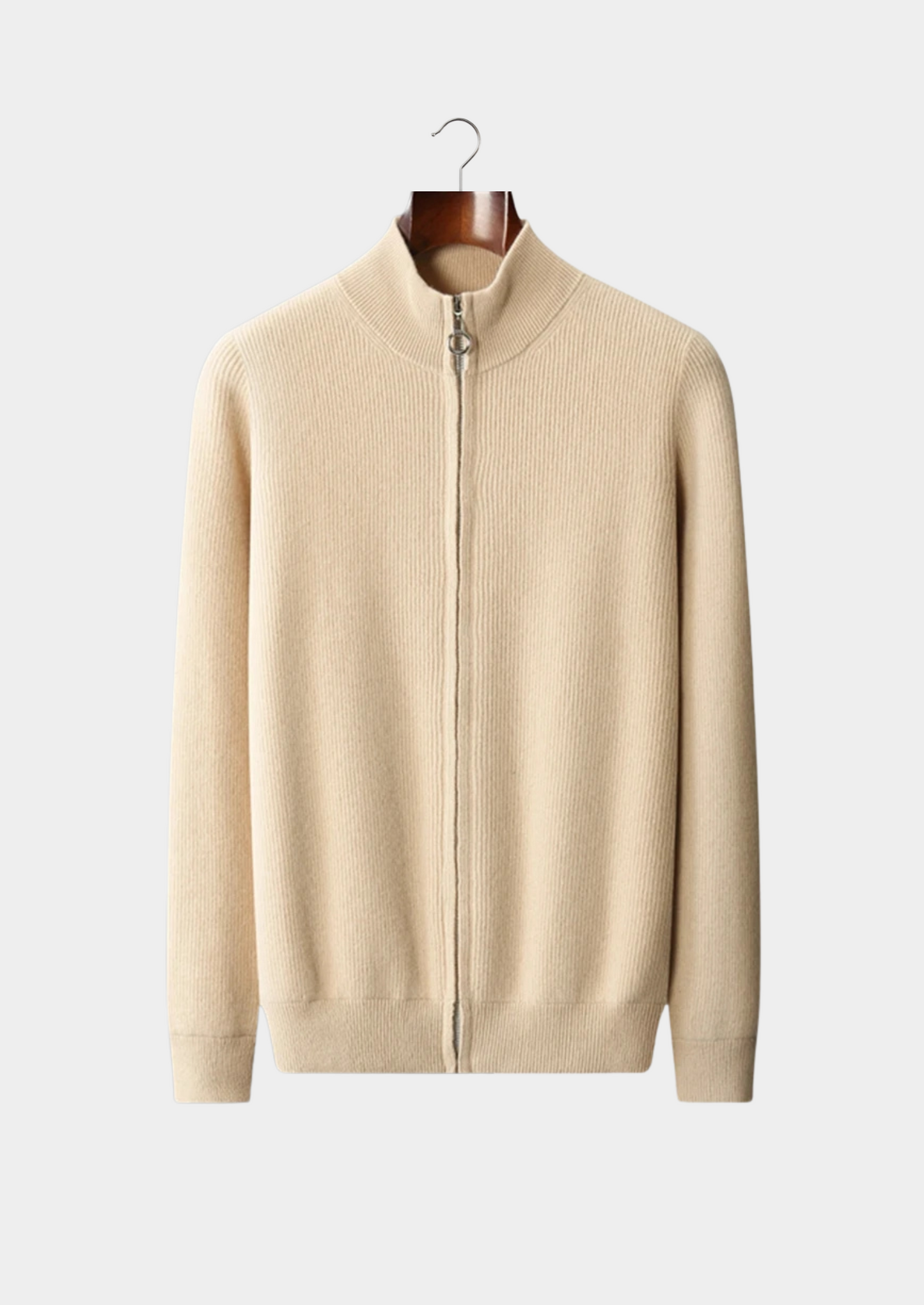 Pure Extra-Fine Merino Wool Ribbed Zip Cardigan | Castielli