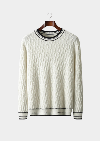 Pure Extra-Fine Merino Wool Jacquard Crewneck | Castielli