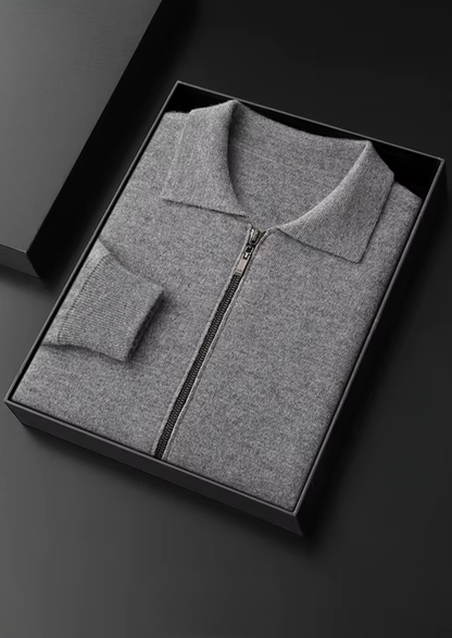 Pure Extra-Fine Merino Wool Polo Zip Cardigan | Castielli