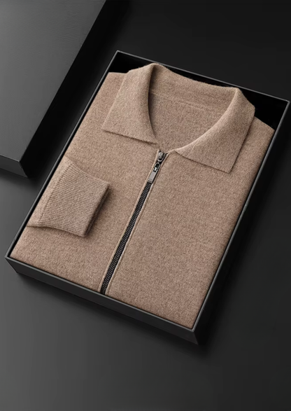 Pure Extra-Fine Merino Wool Polo Zip Cardigan | Castielli