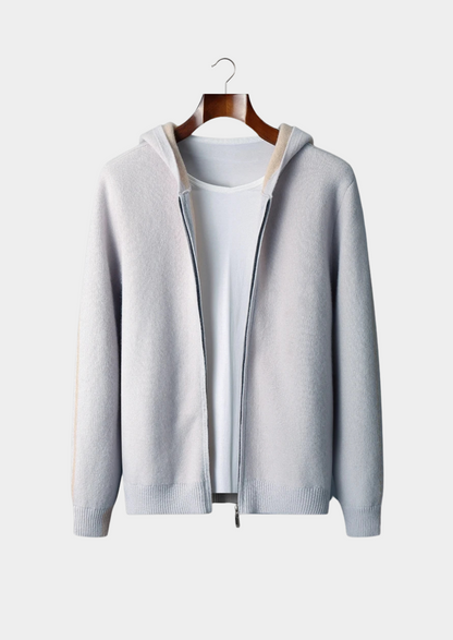 Premium Cashmere Two-Tone Zipper Hoodie | Castielli