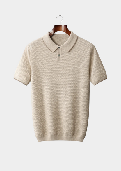 Premium Cashmere Ivory Two-Tone Polo | Castielli