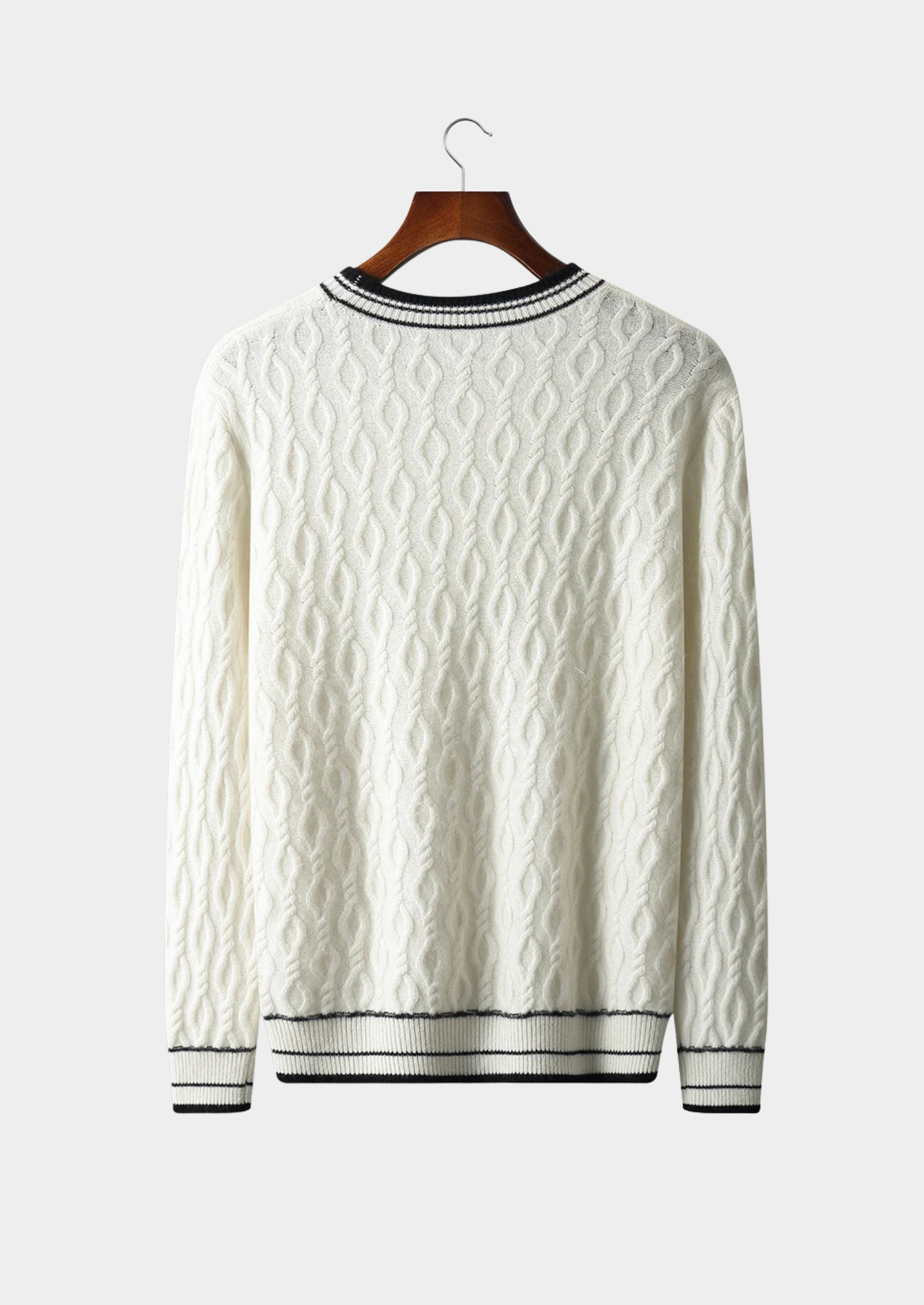 Pure Extra-Fine Merino Wool Jacquard Crewneck | Castielli