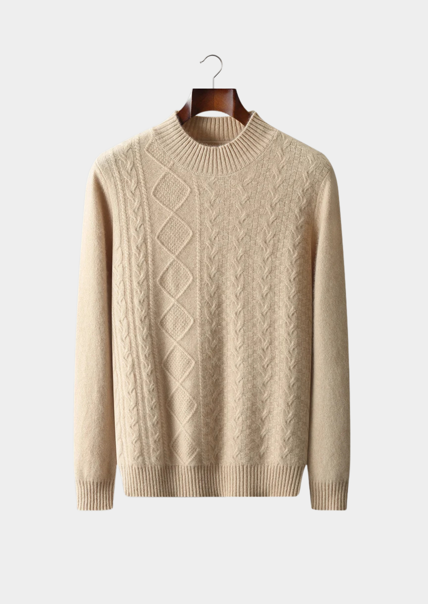 Pure Extra-Fine Merino Wool Jacquard Mockneck | Castielli
