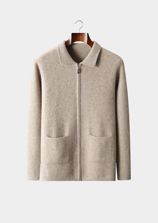 Premium Cashmere Zipper Cardigan | Castielli