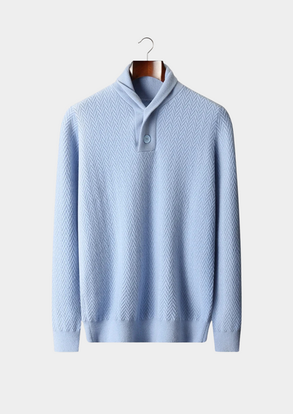 Premium Cashmere Zigzag Button Sweater | Castielli